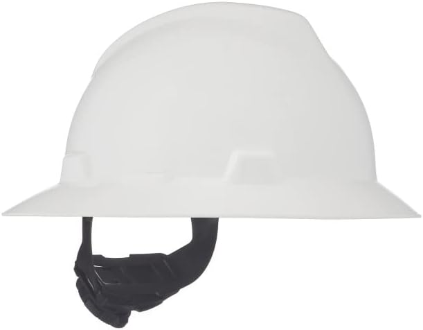 MSA V-Gard Full-Brim Hard Hat with Suspension - Polyethylene Shell, Superior Impact Protection and Self Adjusting Crown Straps - Standard Size Hard Hat