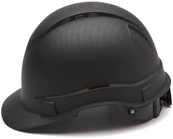 PYRAMEX Ridgeline Cap Style Hard Hat, Vented, 4-Point Ratchet Suspension, Black Graphite Pattern