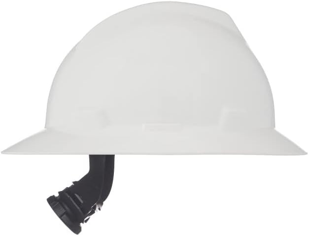 MSA V-Gard Full-Brim Hard Hat with Suspension - Polyethylene Shell, Superior Impact Protection and Self Adjusting Crown Straps - Standard Size Hard Hat
