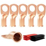 6pcs 4 Awg - 1/2" (M12) Sanuke Wire Lugs Ring Terminal Connectors Ends Heavy Duty for Battery Cable Lug Wire Electrical Eyelets with 3:1 Dual Wall Adhesive Heat Shrink