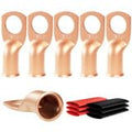6pcs 4 Awg - 1/2" (M12) Sanuke Wire Lugs Ring Terminal Connectors Ends Heavy Duty for Battery Cable Lug Wire Electrical Eyelets with 3:1 Dual Wall Adhesive Heat Shrink