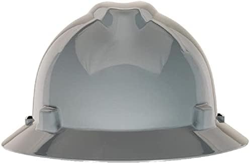 MSA V-Gard Full-Brim Hard Hat with Suspension - Polyethylene Shell, Superior Impact Protection and Self Adjusting Crown Straps - Standard Size Hard Hat