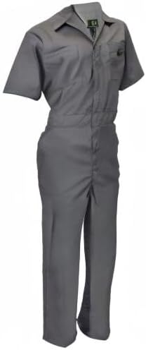 Natural Uniforms Mens Short Sleeve Zip Up Coverall, Stain and Wrinkle Resistant (Grey, 4X-Large Tall)