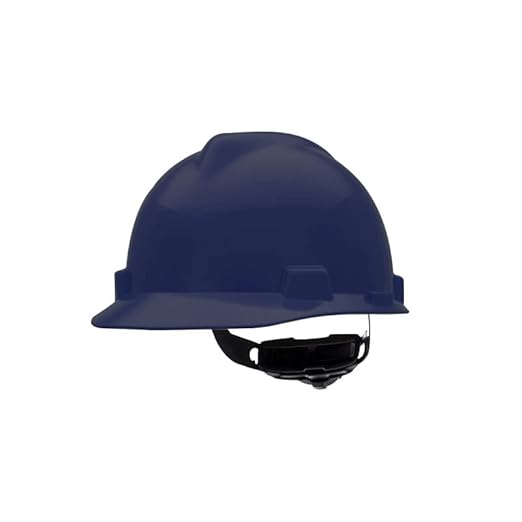 MSA 802972 V-Gard Cap Style Safety Hard Hat With Fas-Trac III Ratchet Suspension | Polyethylene Shell, Superior Impact Protection, Self Adjusting Crown Straps - Standard Size in Dark Blue