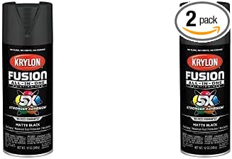 Krylon K02732007 Fusion All-In-One Spray Paint for Indoor/Outdoor Use, Matte Black, 12 Ounces (Pack of 2)