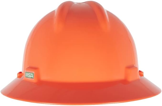 MSA V-Gard Full-Brim Hard Hat with Suspension - Polyethylene Shell, Superior Impact Protection and Self Adjusting Crown Straps - Standard Size Hard Hat