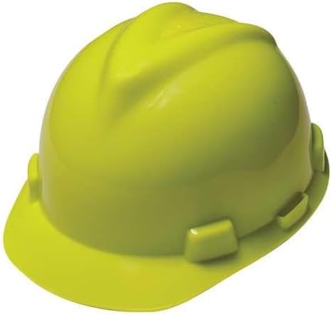 MSA V-Gard Full-Brim Hard Hat with Suspension - Polyethylene Shell, Superior Impact Protection and Self Adjusting Crown Straps - Standard Size Hard Hat