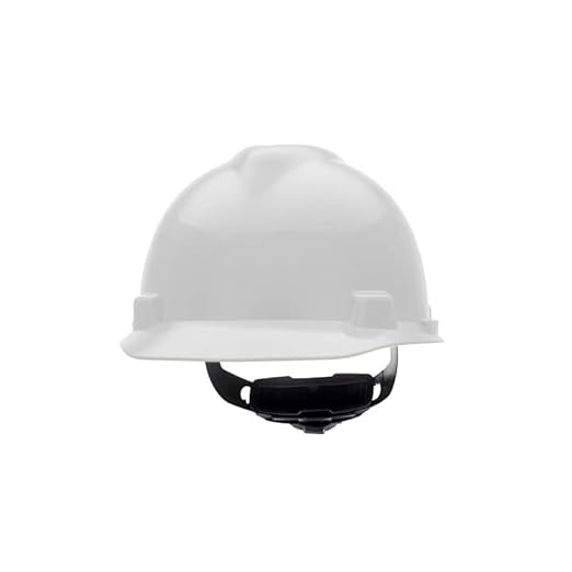 MSA 477477 V-Gard Cap Style Safety Hard Hat With Fas-Trac III Ratchet Suspension | Polyethylene Shell, Superior Impact Protection, Self Adjusting Crown Straps - Small Size in White