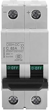 Miniature DC Circuit Breaker, 1pc 250V DC Breaker 2P Low Voltage Solar Circuit Breaker 16A/32A/63A for Short Circuit (63A)