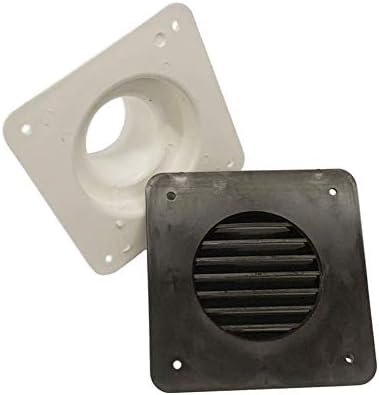 A.A Battery Box Vent System - Black - Louver Cover and Cone Plate - RV's, Campers, Trailers, Motorhome Repair (Complete Vent System, Black)