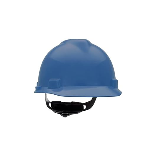MSA 477483 V-Gard Cap Style Safety Hard Hat With Fas-Trac III Ratchet Suspension | Polyethylene Shell, Superior Impact Protection, Self Adjusting Crown Straps - Large Size in Blue