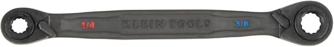 Klein Tools 68216 4-in-1 Reversible Ratcheting Box Wrench Set, Quad Wrench, SAE, 2-Piece, 1/4 to 3/4-Inch, Forged Steel, 90-Tooth