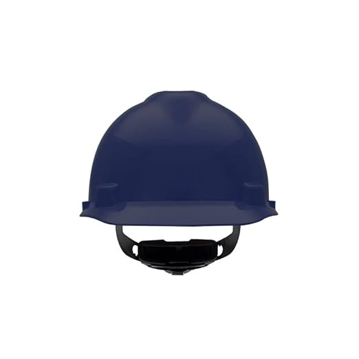MSA 802972 V-Gard Cap Style Safety Hard Hat With Fas-Trac III Ratchet Suspension | Polyethylene Shell, Superior Impact Protection, Self Adjusting Crown Straps - Standard Size in Dark Blue