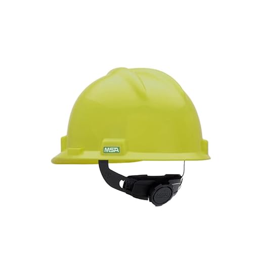 MSA 10061513 V-Gard Cap Style Safety Hard Hat with Fas-Trac III Ratchet Suspension | Polyethylene Shell, Superior Impact Protection, Self Adjusting Crown Straps - Large Size in Hi-Viz Yellow Green