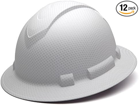 Pyramex Ridgeline Full Brim Hard Hat 4 Point Ratchet Matte White Graphite Pattern (Pack of 12)