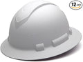 Pyramex Ridgeline Full Brim Hard Hat 4 Point Ratchet Matte White Graphite Pattern (Pack of 12)