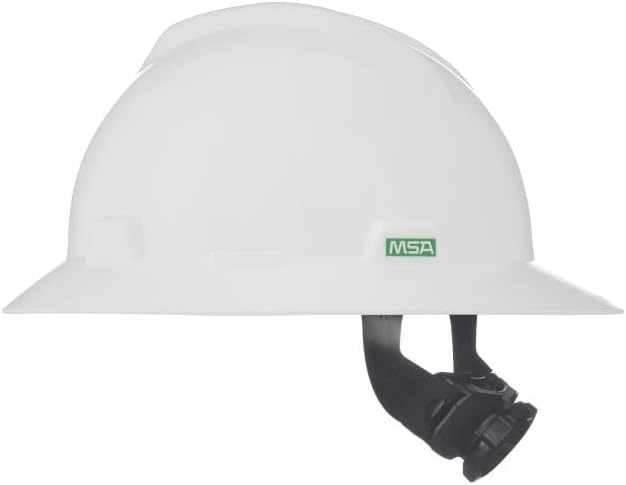 MSA V-Gard Full-Brim Hard Hat with Suspension - Polyethylene Shell, Superior Impact Protection and Self Adjusting Crown Straps - Standard Size Hard Hat
