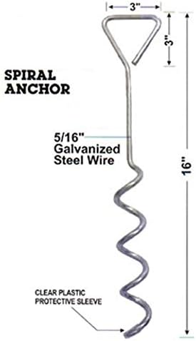 Mytee Products 8 Pack Hay Tarp Spiral Anchor Pins 16" to Secure Hay Covers | Corkscrew Shape Trampoline Anchor, Tent Hold Downs, Galvanized Steel Ground Tie Down Stakes