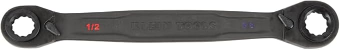 Klein Tools 68216 4-in-1 Reversible Ratcheting Box Wrench Set, Quad Wrench, SAE, 2-Piece, 1/4 to 3/4-Inch, Forged Steel, 90-Tooth