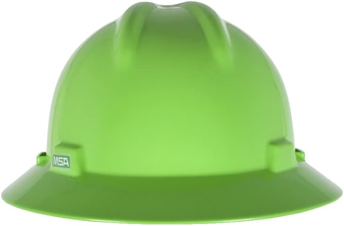 MSA V-Gard Full-Brim Hard Hat with Suspension - Polyethylene Shell, Superior Impact Protection and Self Adjusting Crown Straps - Standard Size Hard Hat