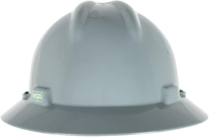 MSA V-Gard Full-Brim Hard Hat with Suspension - Polyethylene Shell, Superior Impact Protection and Self Adjusting Crown Straps - Standard Size Hard Hat