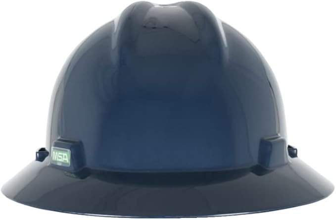 MSA V-Gard Full-Brim Hard Hat with Suspension - Polyethylene Shell, Superior Impact Protection and Self Adjusting Crown Straps - Standard Size Hard Hat