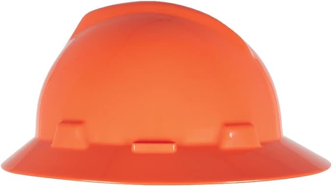 MSA V-Gard Full-Brim Hard Hat with Suspension - Polyethylene Shell, Superior Impact Protection and Self Adjusting Crown Straps - Standard Size Hard Hat