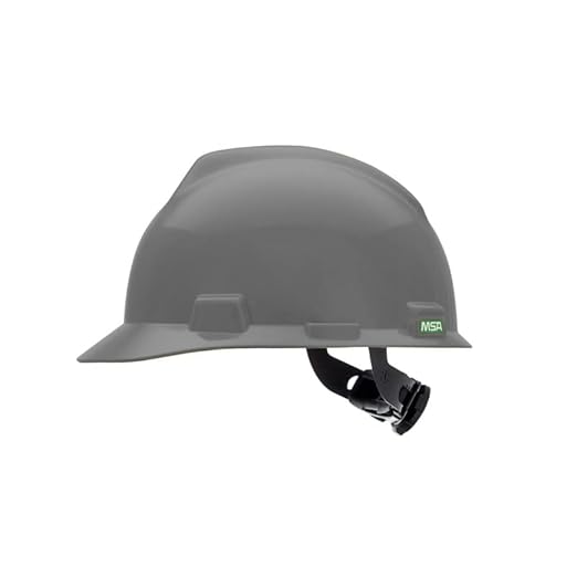 MSA 475364 V-Gard Cap Style Safety Hard Hat With Fas-Trac III Ratchet Suspension | Polyethylene Shell, Superior Impact Protection, Self Adjusting Crown Straps - Standard Size in Navy Gray