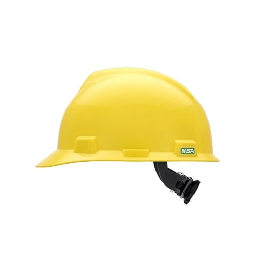 MSA 495856 V-Gard Cap Style Safety Hard Hat With Fas-Trac III Ratchet Suspension | Polyethylene Shell, Superior Impact Protection, Self Adjusting Crown Straps - Standard Size in Light Buff