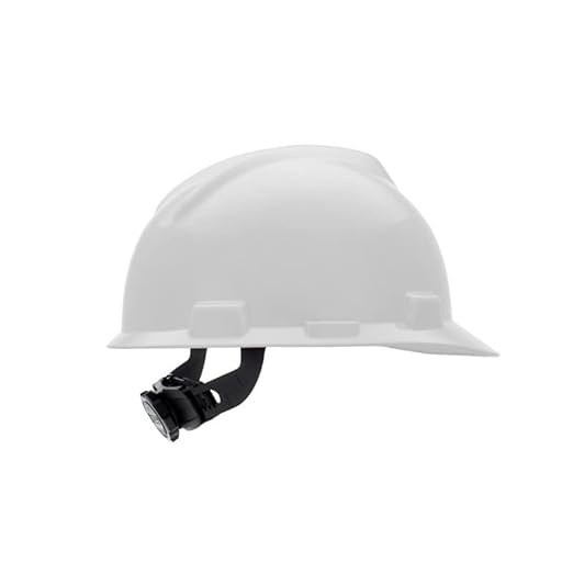 MSA 477477 V-Gard Cap Style Safety Hard Hat With Fas-Trac III Ratchet Suspension | Polyethylene Shell, Superior Impact Protection, Self Adjusting Crown Straps - Small Size in White