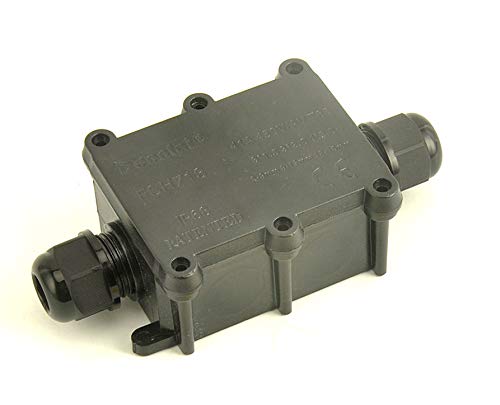 Junction Box Waterproof,Outdoor Junction Box, Waterproof Electrical Junction Box, IP68, 2 Way M20 coaxial Cable Connector Wire Range from 4 to 12mm, Black,