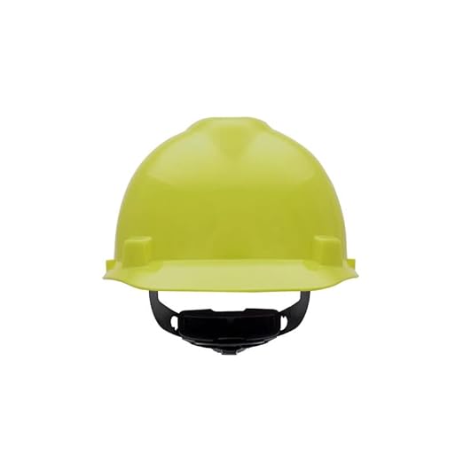 MSA 10061513 V-Gard Cap Style Safety Hard Hat with Fas-Trac III Ratchet Suspension | Polyethylene Shell, Superior Impact Protection, Self Adjusting Crown Straps - Large Size in Hi-Viz Yellow Green