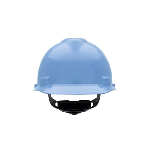 MSA 495853 V-Gard Cap Style Safety Hard Hat With Fas-Trac III Ratchet Suspension | Polyethylene Shell, Superior Impact Protection, Self Adjusting Crown Straps - Standard Size in Robin's Egg Blue