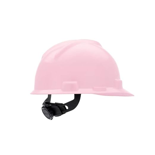 MSA 495862 V-Gard Cap Style Safety Hard Hat With Fas-Trac III Ratchet Suspension | Polyethylene Shell, Superior Impact Protection, Self Adjusting Crown Straps - Standard Size in Pink