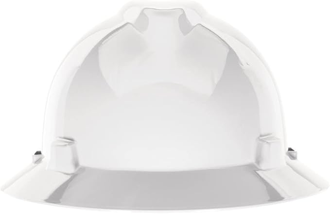 MSA V-Gard Full-Brim Hard Hat with Suspension - Polyethylene Shell, Superior Impact Protection and Self Adjusting Crown Straps - Standard Size Hard Hat