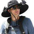 Solar Fan Hat ，Wide Brim Solar Fan Hat with 2 Solar Powered Fan Built ，Waterproof Outdoor Fishing Hat
