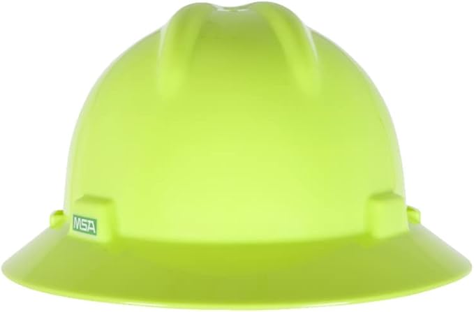 MSA V-Gard Full-Brim Hard Hat with Suspension - Polyethylene Shell, Superior Impact Protection and Self Adjusting Crown Straps - Standard Size Hard Hat
