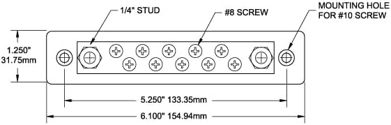Blue Sea Systems 2301 150 Amp Common BusBar with 10 screws