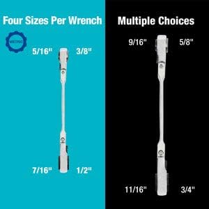 DURATECH 4-in-1 Flex-Head Reversible Ratcheting Box Wrench Set, SAE, 2-Piece, 5/16'' to 3/4'', 12 Point, CR-V Steel, with Rolling Pouch