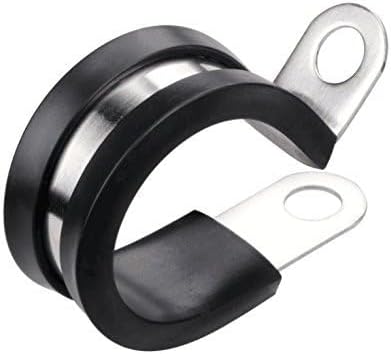 LOKMAN 12 Pack 3/8 Inch Stainless Steel Cable Clamp, Rubber Cushioned Insulated Clamp, Conduit Wire Holder Strap Clips for Tube, Pipe, Cord Installation