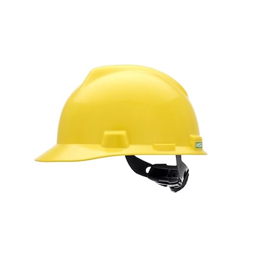 MSA 477484 V-Gard Cap Style Safety Hard Hat With Fas-Trac III Ratchet Suspension | Polyethylene Shell, Superior Impact Protection, Self Adjusting Crown Straps - Large Size in Yellow