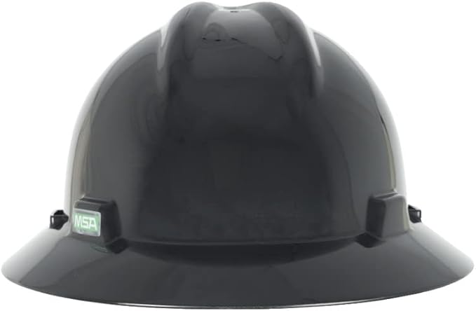 MSA V-Gard Full-Brim Hard Hat with Suspension - Polyethylene Shell, Superior Impact Protection and Self Adjusting Crown Straps - Standard Size Hard Hat