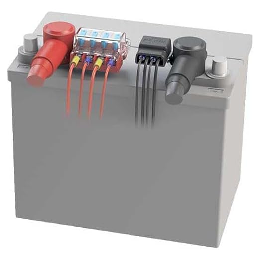 Blue Sea Systems 5024 ST Blade Fuse Block Battery Terminal Mount 4 Way Circuit Kit, 100 Amps