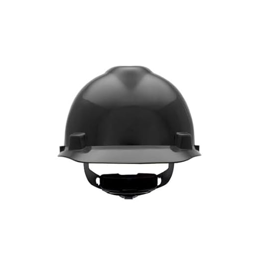MSA 495851 V-Gard Cap Style Safety Hard Hat With Fas-Trac III Ratchet Suspension | Polyethylene Shell, Superior Impact Protection, Self Adjusting Crown Straps - Small Size in Black