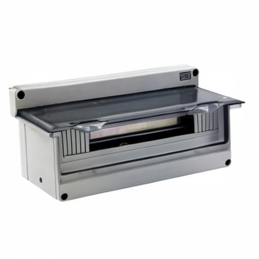 18 Din Rail Power Distribution Box Circuit Breaker Protector Cover Electrical Distribution Boxes Lid Gray with Terminal and DIN Rail for Miniature Circuit Breaker