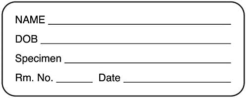 United Ad Label Pathology Labels Specimen Name DOB, 2-1/4" x 7/8", Permanent Paper Label, White, One Roll of 420 Labels