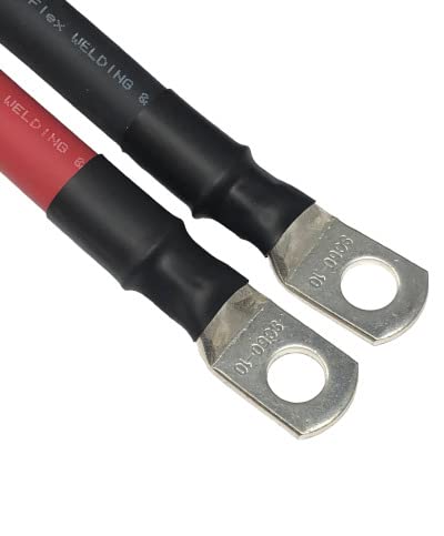 2/0 AWG 2/0 Gauge Red + Black Pure Copper Battery Inverter Cables Solar, RV, Car, Boat 5 feet 3/8" Cable Lugs