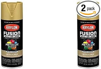 Krylon K02770007 Fusion All-In-One Spray Paint for Indoor/Outdoor Use, Metallic Gold 12 Ounces (Pack of 2)