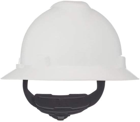 MSA V-Gard Full-Brim Hard Hat with Suspension - Polyethylene Shell, Superior Impact Protection and Self Adjusting Crown Straps - Standard Size Hard Hat