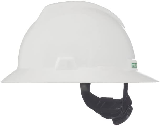 MSA V-Gard Full-Brim Hard Hat with Suspension - Polyethylene Shell, Superior Impact Protection and Self Adjusting Crown Straps - Standard Size Hard Hat